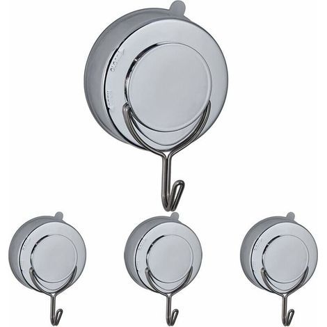 Lot de 4 crochets à ventouse amovibles très résistants, crochets muraux à coller sur l'arrière de la porte fenêtre de la cuisine, crochets de douche avec ventouse pour salle de bain, peignoir, serviet (1/5)