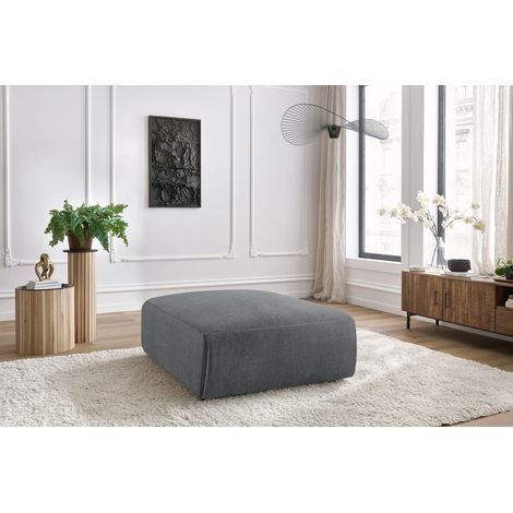 BOBOCHIC - Pouf grand JEANNE tissu velours Gris foncé (1/5)