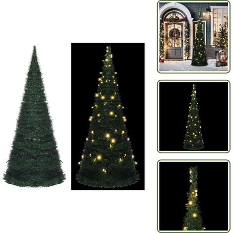 The Living Store Künstlicher Pop-Up-Weihnachtsbaum mit Beleuchtung Grün 150 cm - Beleuchteter Baum (1/5)