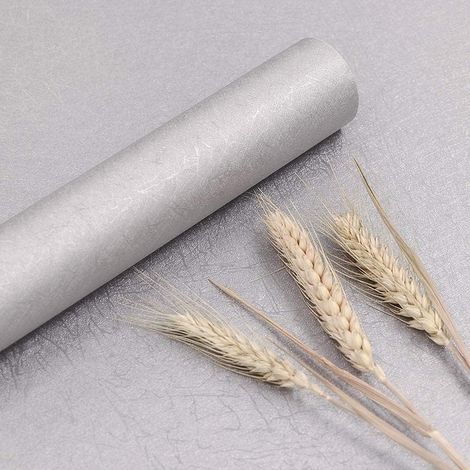 1 Rolle (0,4 x 3 Meter) silberne, wasserfeste, selbstklebende Möbeltapete aus Vinyl, geeignet für Schlafzimmerwände, Schränke und Tische (1/5)
