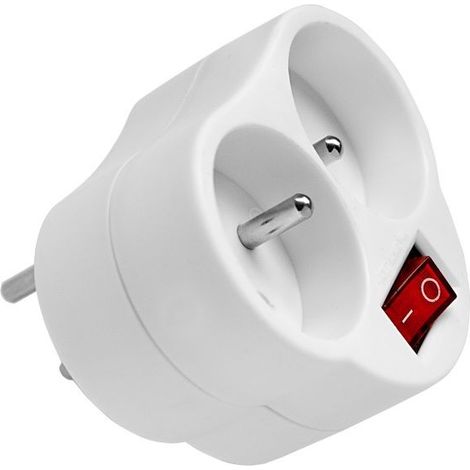 Répartiteur Électrique - Blanc - 2 Prises - 16a - Avec Interrupteur - Uziemienie