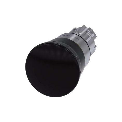 Pulsante a fungo, 22 mm, tondo, in metallo, lucido, nero, 40 mm, a scatto, acc. secondo EN ISO 13850, ruotare per sbloccare