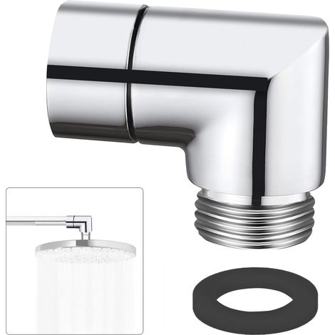 Adaptateur de pommeau de douche à 90°, raccord coudé 1/2" avec joint en caoutchouc (1/5)