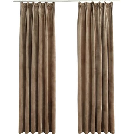 Maison Exclusive - Tende Oscuranti con Ganci 2 pz Beige in Velluto 140x225 cm