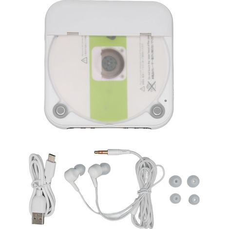 Lecteur CD Bluetooth Portable Rechargeable avec Écran LCD, Prise USB et AUX, Casque Inclus pour Voyages en Voiture (1/5)