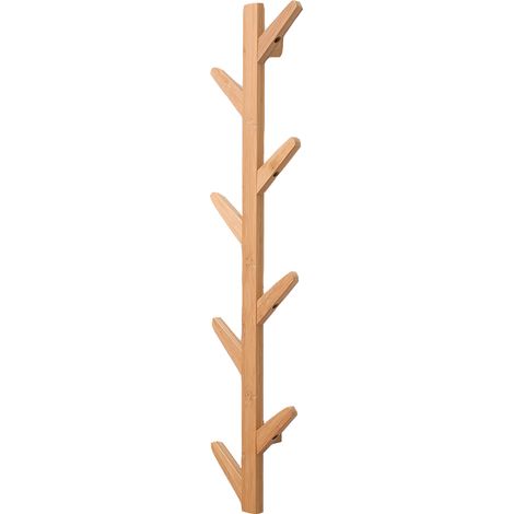 Appendiabiti da parete in legno FREOSEN - Forma ad albero - 8 ganci - 98x25x7 cm (1/4)