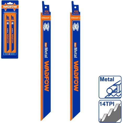 Set de 2 lames de scie sabre pour métal Wadfow 225mm 14DPP (1/3)
