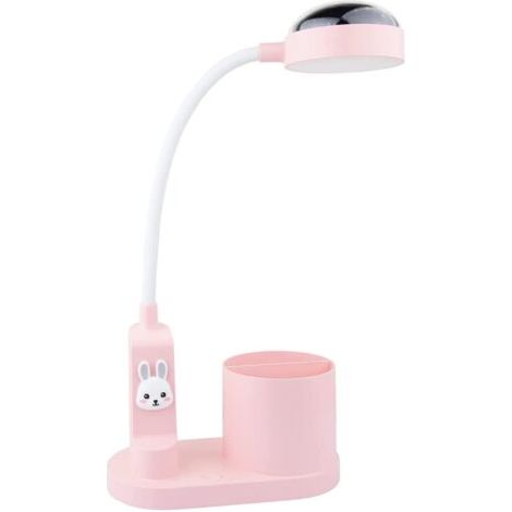 Lampe de Bureau Enfant, Lampe de Table D'étude avec Porte-Stylo, Lampe de Chevet à Changement de Couleur Automatique, Lampe de Lecture LED Rechargeable Dimmable pour Enfants (Rose) (1/5)