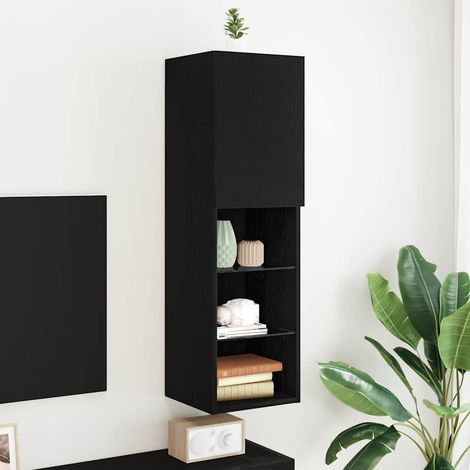 TV-Schrankset Schwarz Eichen-Optik 30,5 x 30 x 102 cm
