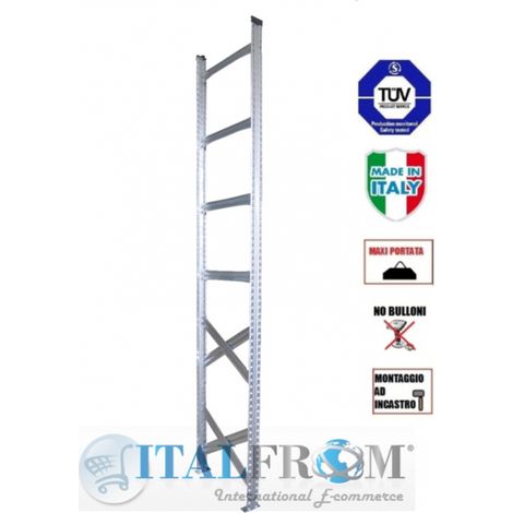 Spalla per scaffalature metalliche completa di diagonali , distanziali e basi Alta 200 cm Prof 40 cm Portata 1500kg