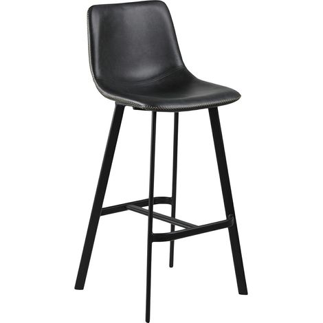 Oregon Tabouret de bar avec coutures contrastées crème, noir. (1/4)