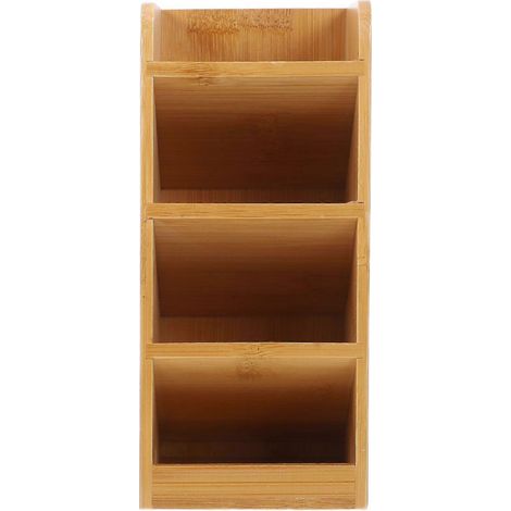 Organisateur de bureau multifonctionnel en bois, porte-stylo et rangement pour stylos et fournitures de bureau, idéal pour la maison et le bureau. (1/4)