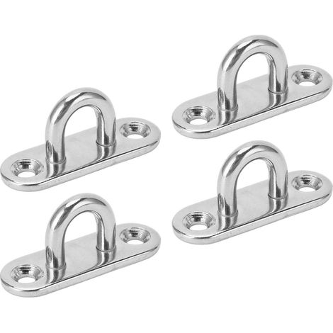 Lot de 4 anneaux de fixation robustes en acier inoxydable, supportant une charge de 800 lb (363 kg), avec œillet en U, pour bateaux, yachts et camping-cars, 45 x 15 mm / 1,8 x 0,6 po (45 x 15 mm). (1/5)