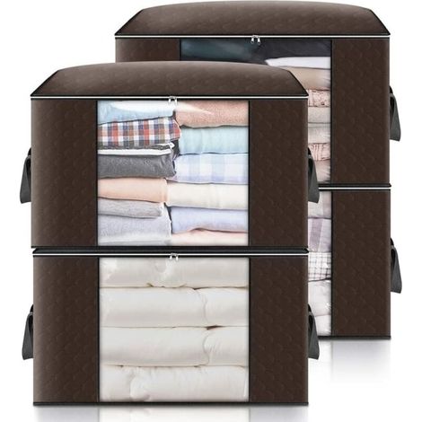 Grande boîte de rangement sous lit, sac de stockage spacieux pour couettes, plaids, oreillers, jouets, vêtements et vestes, 60 x 43 x 35 cm (1/5)