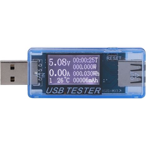 USB Digital Voltage Tester, 8-in-1 Voltmeter, 0-5A 0-150W 4-30V Detector, Blue (1/5)