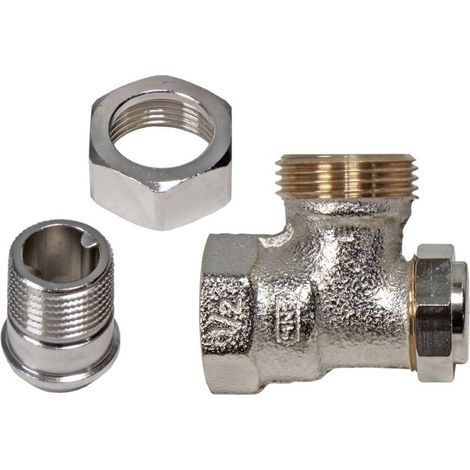Buderus Logafix Rücklaufverschraubung RVE15, 1/2" Eck, vernickelt, voreinstellbar