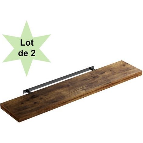 Lot de 2 Étagères murales flottantes 90 cm en MDF chêne foncé. Tablette à fixer au mur (1/5)