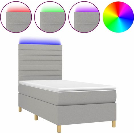Maison Exclusive - Letto a Molle Materasso e LED Grigio Chiaro 80x200 cm Tessuto (1/5)