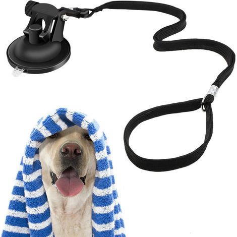 Hundebadeleine mit starkem Saugnapf, Hundepflege-Bade-Fessel, weiche Nylonleine mit verstellbarem Halsband, geeignet zum Baden und Pflegen von Haustieren, Hunden und Katzen