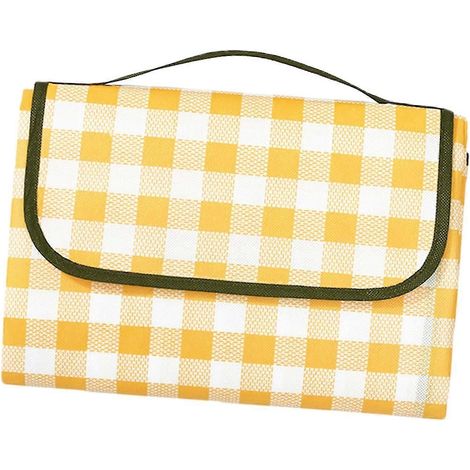 Couverture de camping, couverture de pique-nique imperméable, tapis de plage pliable et tendance pour les sorties en famille au parc, dans le jardin ou en été-Yellow (1/5)
