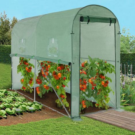Invernadero para tomates de jardín de 3 m², 3 x 1 x 2 m, de acero galvanizado + lona anti-UV elevable con puerta y 2 ventanas ve (1/5)