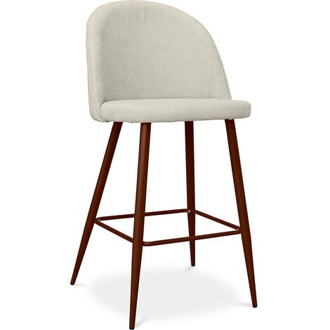 Sgabello imbottito in tessuto - Design scandinavo - 66cm- Evelyne Beige