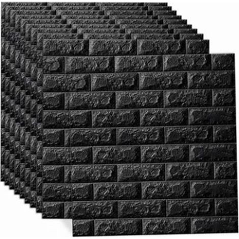 Lot de 10 papiers peints noirs 3D autocollants muraux, imperméables et faciles à poser et à décoller, 35 x 38 cm (1/5)