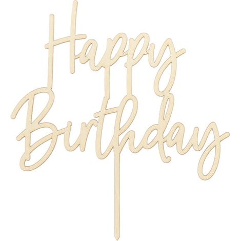 Adorno de madera para tarta de feliz cumpleaños, 16,5 cm (1/3)