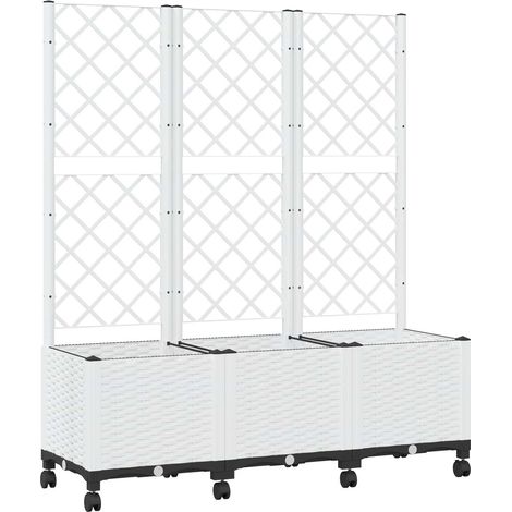 Vaso da giardino con grigliato e ruote Bianco 120 x 40 x 146 cm vidaXL (1/5)