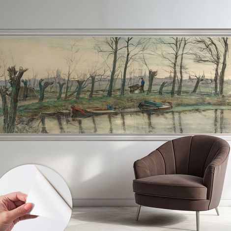 Papier peint adhésif décoratif avec colle pour salon chambre et bureau Installation rapide Paysage hivernal 250x104 cm (1/5)