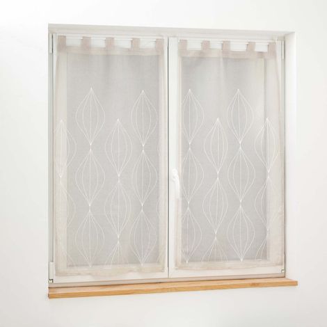 Paire de Voilages Brodés "Galactee" 60x90cm Taupe (1/4)