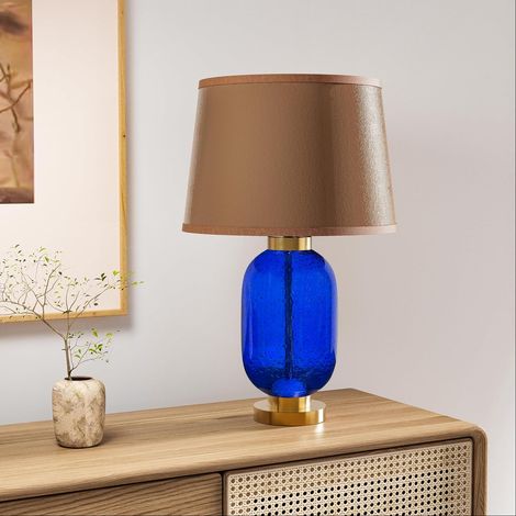 Lampada da comodino Creativo Lampada camera da letto Soggiorno Vintage con Paralume in PE con Vetro blu, 2700K/4000K/6500K (Lampadina Inclusa) (1/5)