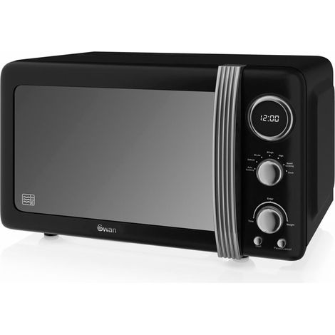 Micro-ondes numérique 20L SM22030LBNEU – 800W, 5 niveaux puissance – Minuterie 60 min, Décongélation – Noir rétro – Swan