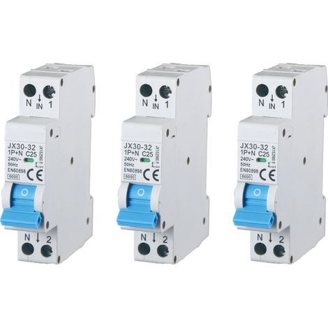 gloca Set 3 Interruttori Magnetotermici Automatici 1P+N 25A 220V 6KA 1 Modulo DIN C25 (1/4)