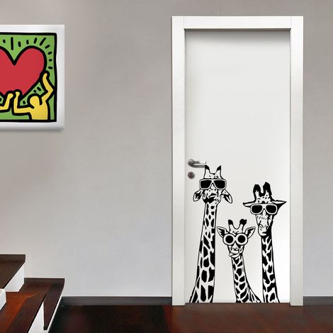 GIRAFFE COOL- Adesivo murale wall sticker in vinile 55x77 cm - Colore: nero (1/2)