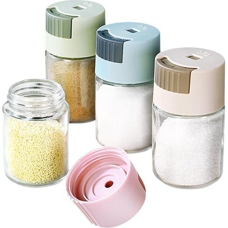 Juego de 4 botes para especias - transparentes - 100 ml - vidrio de alta calidad (1/5)