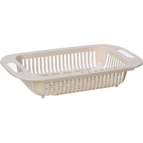 Cesta de desagüe para fregadero - Colador de cocina - Escurridor de platos - Diseño retráctil - 34,5-45 cm - Beige (1/5)