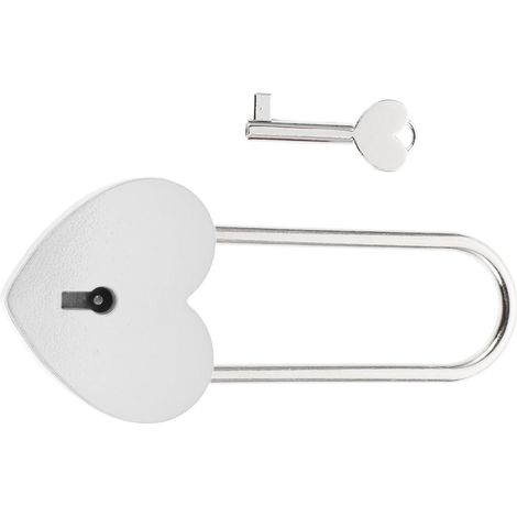 White Heart Padlock in Zinc Alloy, Portable Decorative Padlock (1/5)