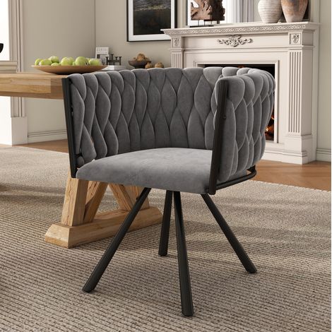 Meubliv Lot de 4 Chaises de Salle à Manger Pivotantes Grises en Velours (1/5)