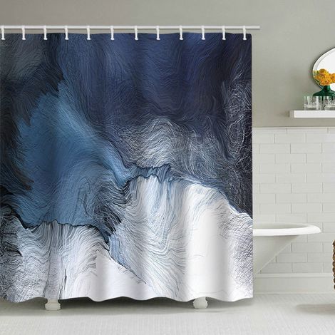 Duschvorhang mit Marmormuster (150 x 180 cm), bedruckter, wasserdichter Stoffduschvorhang, Duschvorhang aus Polyester mit geometrischem Muster, inklusive 12 Haken.