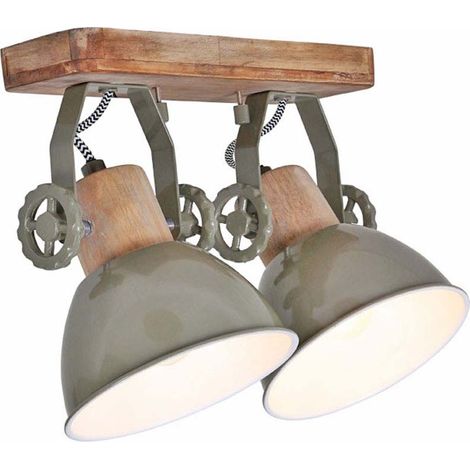 Mexlite - spot - Gearwood - grün - metall gummibaumholz -