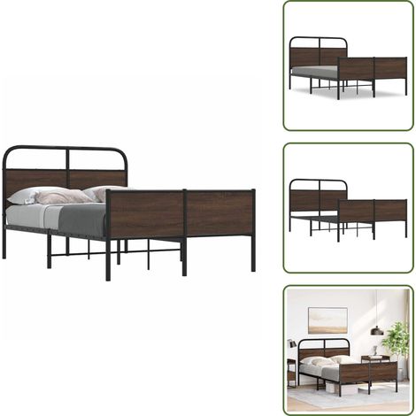 Bettgestell ohne Matratze 140x200 cm Braun Eichen-Optik - Bettgestell - Bettgestelle - Schlafzimmermöbel - Bett (1/5)