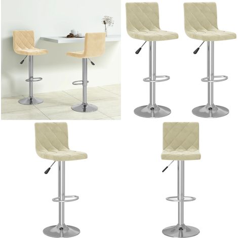 Barhocker 2 Stk. Creme Samt - Samtsessel - Barhocker - Drehbares Stuhl - Hocker Mit Fussstütze - Creme Sessel - Home & Living (1/5)