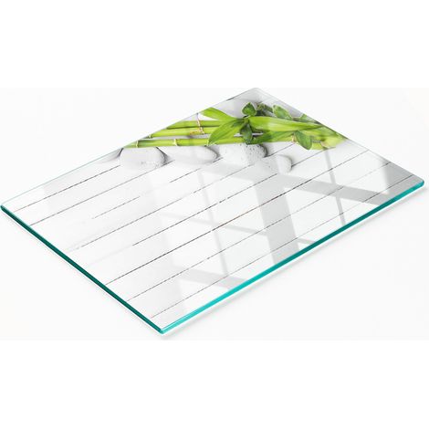 Tablero decorativo multifuncional de cocina de vidrio templado con forma de bamb煤, 80x52 cm.