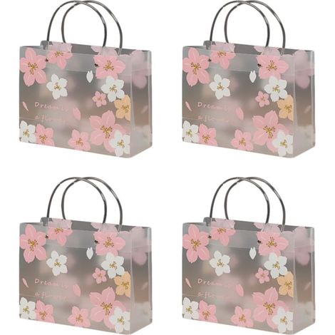 4 Pièces Paquet Portable Paquet à Provisions Imprimé en Pp Rose Imprimé pour Snacks et Fruits Emballage Présent pour Mariage et Événement (1/5)