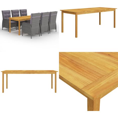 Set da Pranzo da Giardino 7 pz Grigio - Tavolo da pranzo in legno - Sedie da giardino