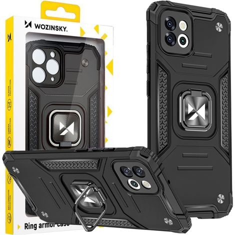 Cover protettiva rinforzata per Samsung Galaxy A03 con supporto magnetico Ring Armor, colore nero. (1/5)
