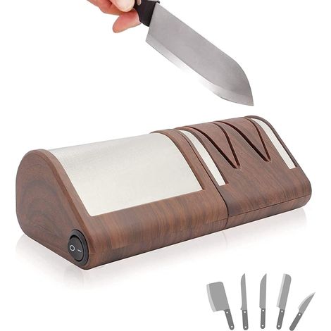 Fishtec – Aiguiseur électrique pour couteaux – Affûtage et polissage – Disques diamantés – Finition acier brossé – Nettoyage facile
