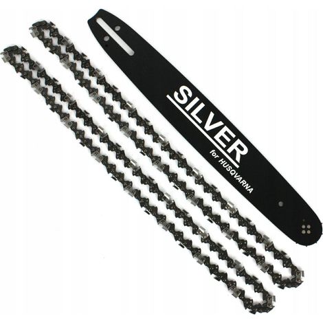 Guía de 16 pulgadas con 2 cadenas, paso .325", 66 eslabones, grosor 1,5 mm, accesorio para motosierra Silver, ideal para cortes precisos y duraderos en madera.