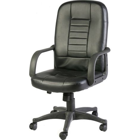 Sedia con ruote Ogni, Poltrona direzionale con braccioli, Sedia ergonomica da ufficio, Nero, 56x59h104/114 cm